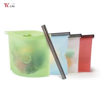 China Sustainable Reusable Silicone Food Storage and Snack Bags Reusable Silicone Food Storage Airtight Bags for sale