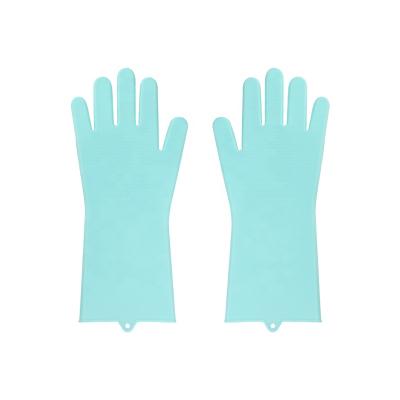 China Waterproof Kitchen Scrubber Hand Magic Cleaning Reusable Dish Washing Silicon Gloves for sale