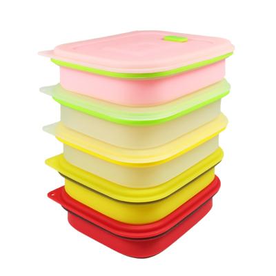 China Custom Food Grade Kids Silicone Bento Lunch Box Food Collapsible Microwavable Leakproof Storage Bag for sale