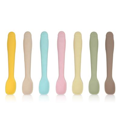 China Novelty Safety Training Infant Baby Feeding Spoon Silicone Baby Heat Sensitive Spoon for sale