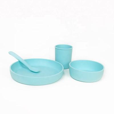 China Healthy Eco-friendly Soft Baby Feeding Dish Set Silicone Baby Bowl And Spoon Set for sale