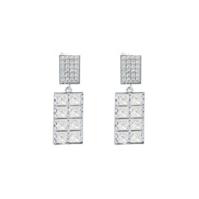 China Factory Direct Sales Luxurious Gorgeous High End Durable Zircon Square Drop Earrings For Women for sale