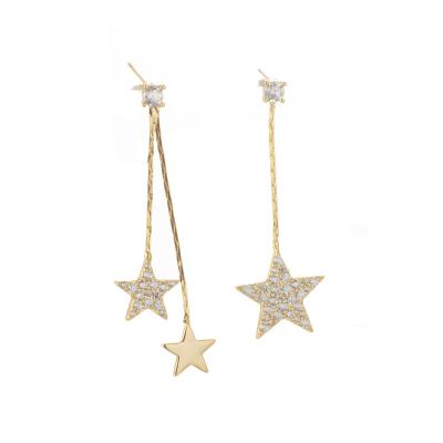 China Factory Wholesale Two Colors Durable Temperament All-match Long Asymmetrical Star Tassel Earrings for sale