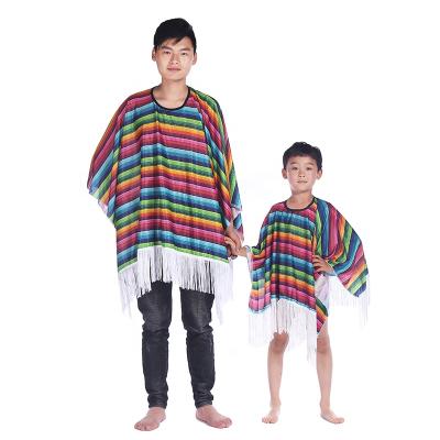 China Adult Fancy Dress Party Poncho Colorful Funny Mexican Adult Mexican Capes For Carnival Outdoor Camping Holiday for sale