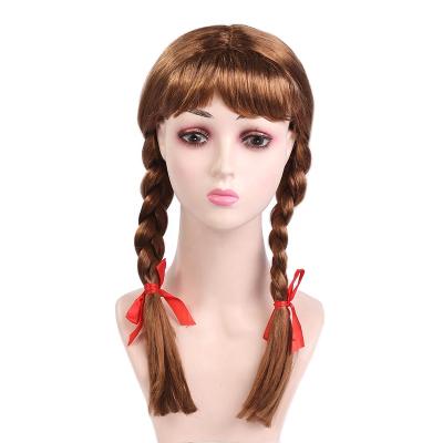 China Women Halloween Dress Doll Annabell Cosplay Wig For Girls Halloween Ghost Doll Horror Wig For Women Kids Adults for sale