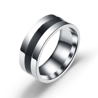 China Comfort fit stainless steel jewelry accessories jewelry 2021 fashion jewelry black wide dripping simple men's version rings for sale