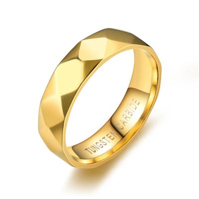 China Comfort Fit New Gold Plated Personalized Jewelry Polishing Patterns Rhombus Multi-Sided Ring Men's Jewelry Shiny And Simple for sale