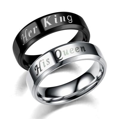 China Comfort Fit Jewelry Customization His King His Queen Couples Ring Stainless Steel Ring Wholesale for sale