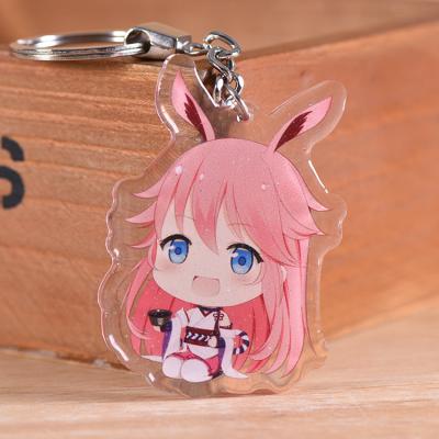 China Promotion Gift Makers Charm 2 Side Printed Acrylic Hologram Anime Key Ring 2 Key Chain for sale