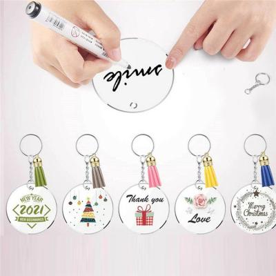 China Promotion Gift Customized Logo Shape Key Chain Charm Round Clear White Plastic Acrylic Key Chain for sale