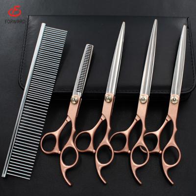 China Viable 7 Inch Gold Color Pet Grooming Hair Remove Scissors Kit Cheap Scissor Kit For Dog And Cat for sale