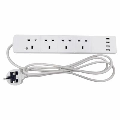 China Factory BS UK Residential / General Purpose 4 Way Power Extension Strips Socket With 4 USB 3.1A or 2.1A for sale