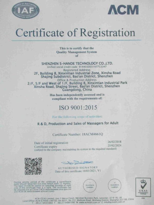 ISO9001 - Shenzhen S-Hande Technology Co., Ltd.