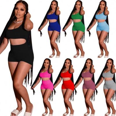 China Anti-pilling new design fashionable casual crop top summer sports wear women 2 piece panty sets for sale