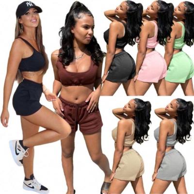 China Anti-pilling Best Design Summer Casual Sports Sets Crop Top Shorts Women 2 Piece Set Clothing for sale