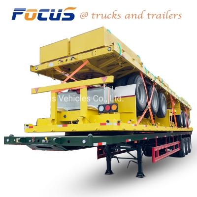 China Dual Tyres Mechanical Suspension Flatbed Container Semi Trailer to Transport ISO Tank Container or Bulk Cargo for sale