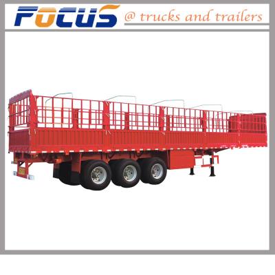 China Hot Sale 3 Axles Livestock Stake Utility Cargo Truck Tractor Semi Trailer for sale