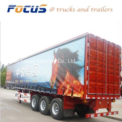 China 40tons Van Box Curtain Side Vehicle Truck Semi Trailer for Beverage Pallets General Haulage for sale