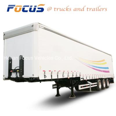 China 40t Payload Steel Curtain Side Trailer to Transport Beer Beverage Vegetable Carton Pallets for sale