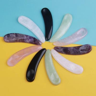 China Custom Daily Scoop Rose Quartz Cosmetic Spatula of Logo Jade Makeup Spoon Face Cream for sale