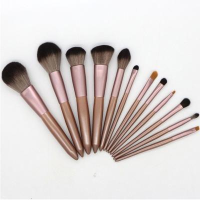 China Angular Blush Private Label Makeup Brush Set 12pcs Low MOQ Cosmetic Brush Set for sale