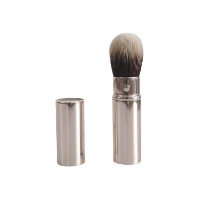 China Flat Brush Soft Bristle Silver Portable Travel Makeup Brush Customized Size Professional Retractable Color Makeup Brushes for sale