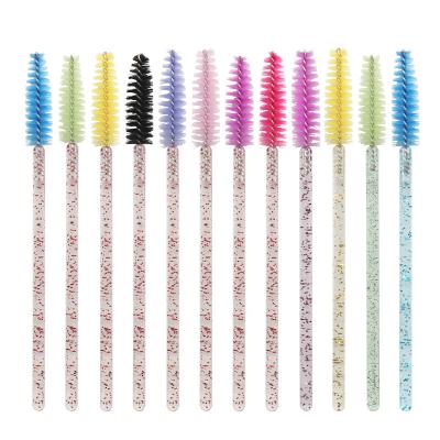 China Wholesale 50pcs Daily Disposable Bamboo Plastic Brush Eyelash Brush Crystal Mascara Wands Eyelash Extension for sale