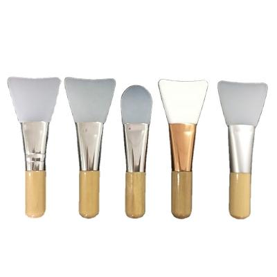 China Eco Vegan Makeup Brush Flat Brush Bamboo Flat Handle Mini Silicone Facial Mask Brush for sale