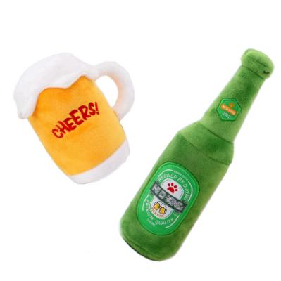 China 50% Viable Off Beer Cup Pet Plush Toy Dog Chewing Funny Sound Design Hot Selling Pet Chewing Toy for sale