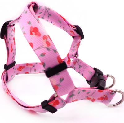 China Custom Fashionable Dog Harness Printing Flower Shape Vest Service Dog Harness With Japanese Styles for sale