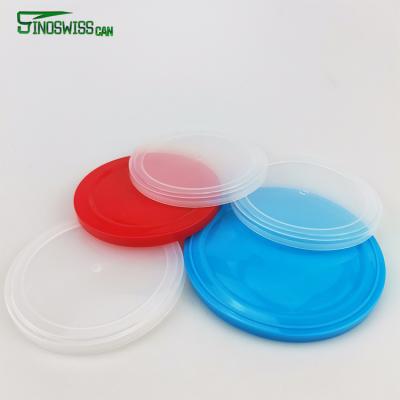 China LDPE child safe material round plastic covers for protective paper tin cans for sale