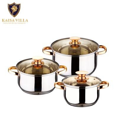 China KAISA VILLA Kitchen Pot Set (W2004) Stocked Cookware Sets Non Stick Stainless Steel Cooking Pots (4 sets/ctn) for sale