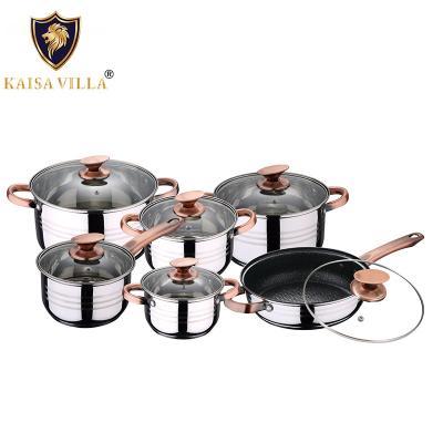 China KAISA VILLA (KV-6602) Drop Shipping Stocked Kitchen (2 sets/ctn) Cooking Pots Stainless Steel Sets Non-Stick Cooking Pot Set Cookware for sale