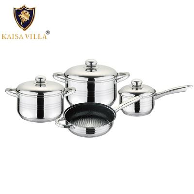 China KAISA VILLA (W2008) Stainless Steel Cookware Kitchenware Set Stocked Cookware Cooking Pot for Cooking Cookware Set (2 sets/ctn) for sale