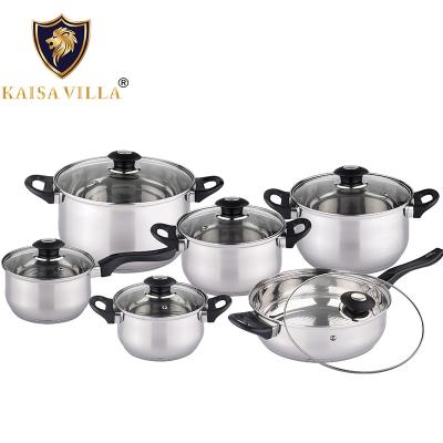 China KAISA VILLA Stocked (KV-1005) (2 sets/ctn) Drop Shipping Cook Pot 12 Cookware Set Pots Cooking Stainless Steel Cooking Pot Set for sale