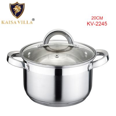 China KAISA VILLA (KV-2245) Stocked Kitchen Supplies (8 pcs/ctn) Cooking Stock Pot Stainless Steel Ketchin Guard Chinese Cooking Pots for sale