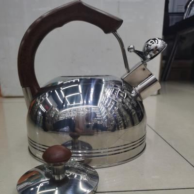 China KAISA VILLA 3L Whistling Kettle Handle Stainless Steel Kettle Viable Wooden Whistling Kettle Price for sale