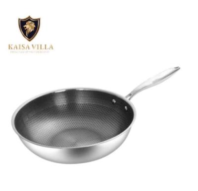 China KAISA VILLA 32cm Modern Frying Pan Non Stick Stainless Steel Honeycomb Frying Pan Nonstick With Lid for sale