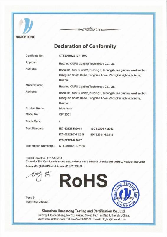 RoHS - Huizhou Oufu Lighting Technology Co., Ltd.