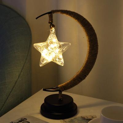 China Modern Handmade USB Iron String Light Christmas Light Apple Moon Stars Night Light Birthday Gift USB Iron Table Lamp Ed for sale