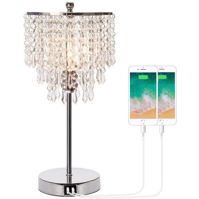 China Nordic Modern Crystal Table Lamp With Usb Charging Led Touch Light Hotel Nightstand Bedroom Smart Lamps Crystal Lamp for sale