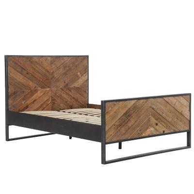 China Bunk Bed Bedding Set Mordern Industrial Design Bed With Black Metal Frame And Reclaimed Wood Pattern for sale