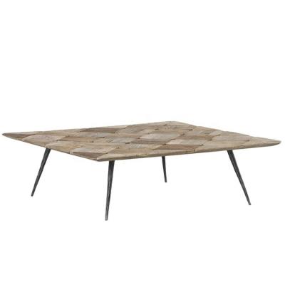 China Convertible Vintage Hammered Leg Metal Coffee Table With Rustic Reclaimed Elmn Style Top For Living Room for sale