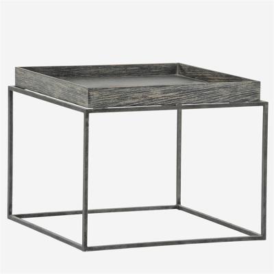 China Modern High End Living Room Convertible Furnitur Modern Black Gray Metal Square Coffee Table 20 Inch Tray for sale