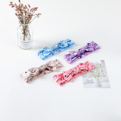 China Newborn Fashion Turban Print Baby Headband Nylon Flower Spandx Stretchy Hair Band For Baby Kids Hair Accessories for sale