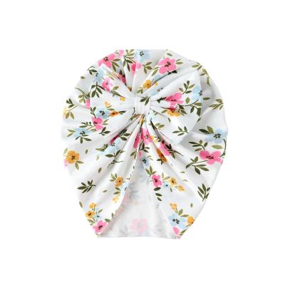 China Casual Newborn Soft Baby Girl Toddler Cotton Hat Hospital Baby Head Wrap With Big Bow Hat for sale