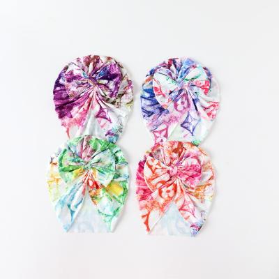 China Casual Babies Headwraps Tops Baby Messy Newborn Bows Headbands Large Nylon Turban Bow Knot Headband Wide Accessories for sale