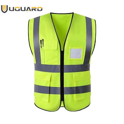 China High Visibility UGUARD Nice Factory Price Made Reflective Safety High Visibility Safety Vests With Pockets for sale