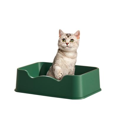 China Durable Cat Litter Tray Durable Easy Cleaning Plastic Cat Litter Box Pet Sandbox Cat Toliet Cat Litter Box for sale