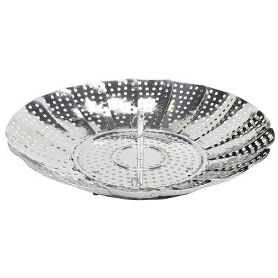 China Sustainable Multifunctional Collapsible Stainless Steel Food Steamer Basket Dish for sale